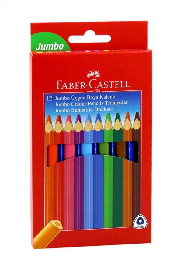 Faber-Castell Boya Kalemi 12 Renk  Jumbo Tam Boy Üçgen ürün görseli 1