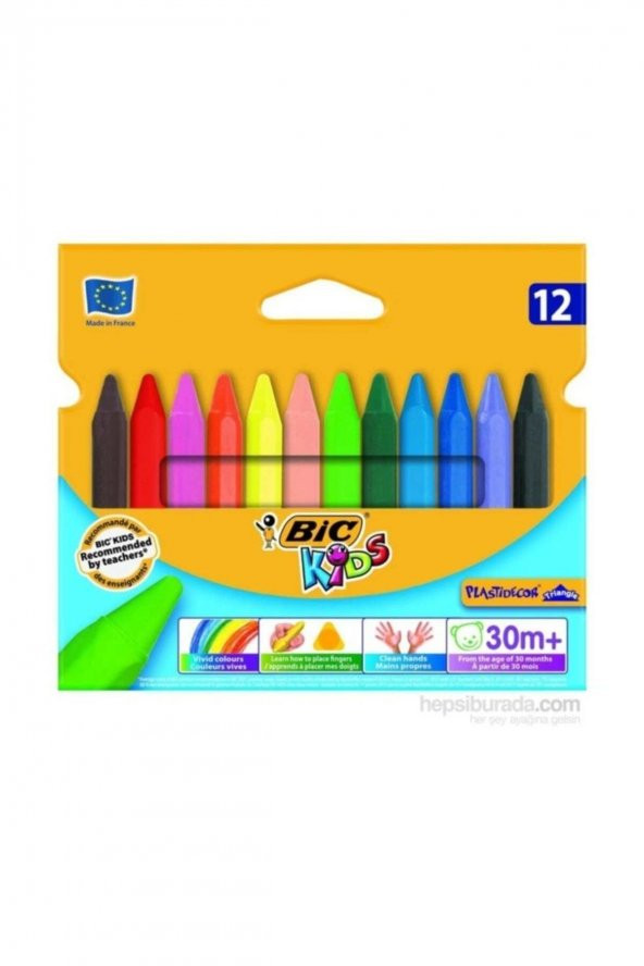 Elleri Kirletmeyen Üçgen Jumbo Mum Pastel Boya 12 Renk ürün görseli 1
