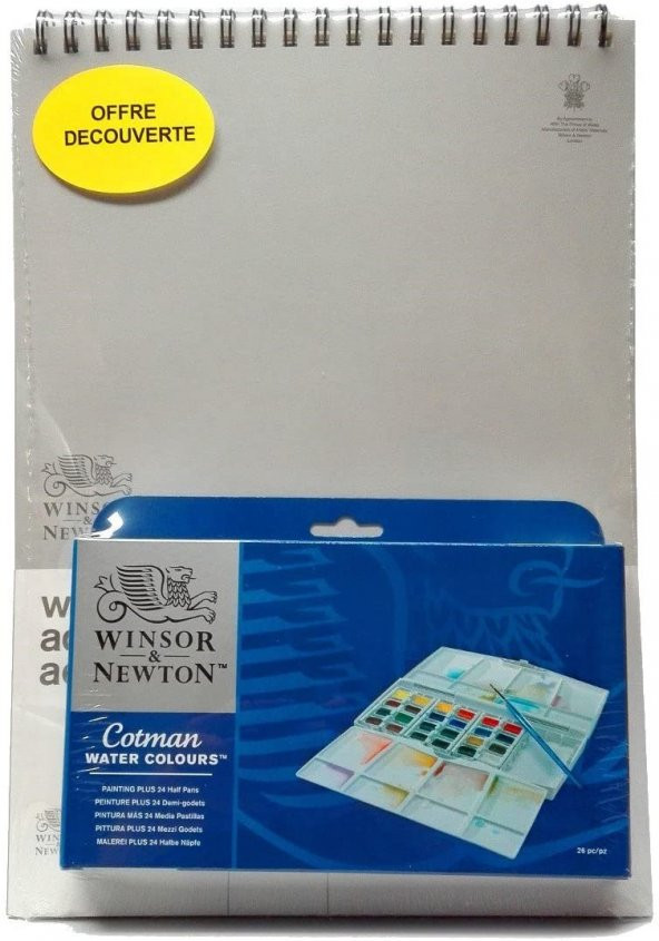 Set Box 24 Suluboya Cotman Suluboya Kağıdı + Blok 12 Yaprak 300 G 26 X 36 Cm ürün görseli 1