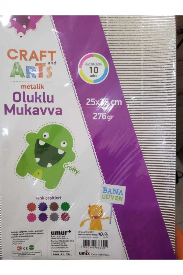 Craft And Arts Oluklu Mukavva Metalık 25x35 10lu 276gram ürün görseli 1