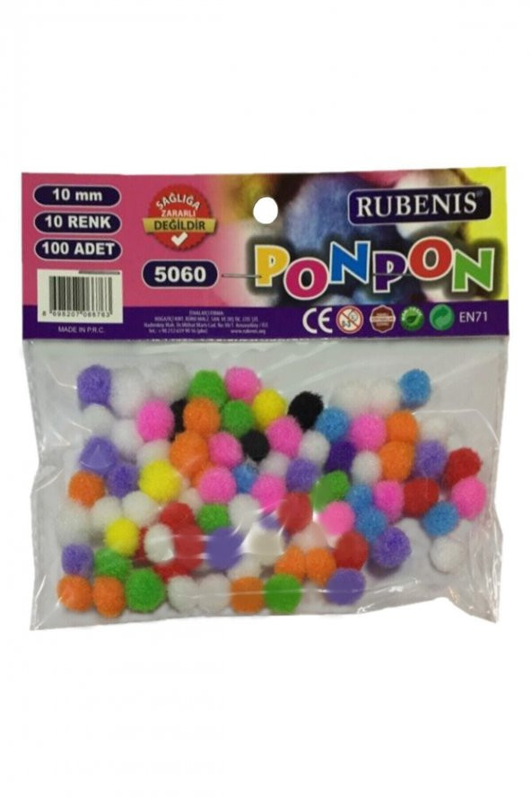 RUBENİS 5060 10MM 10 RENK 100LÜ PONPON ürün görseli 1