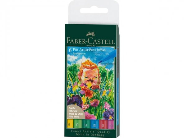 Faber Pitt Artist Pen Fırça Uç 6lı, Bahar Renkleri ürün görseli 1