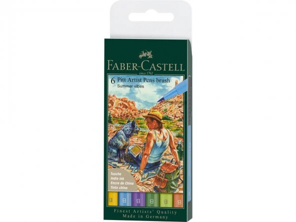 Faber Pitt Artist Pen Fırça Uç 6lı, Yaz Renkleri ürün görseli 1