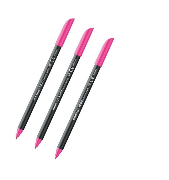 Edding 1200 Grafik Kalemi Fosforlu Pembe 3 Adet ürün görseli 1