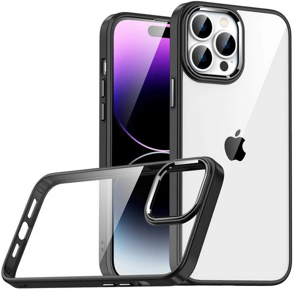 Gpack Apple iPhone 14 Pro Kılıf Flora Sert Silikon Arkası Cam Şeffaf ürün görseli 1