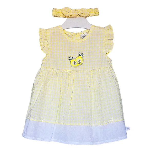 Caramell Bebek Elbisesi - Bandanalı - ELB6094 - Lemon - Sarı ürün görseli 1