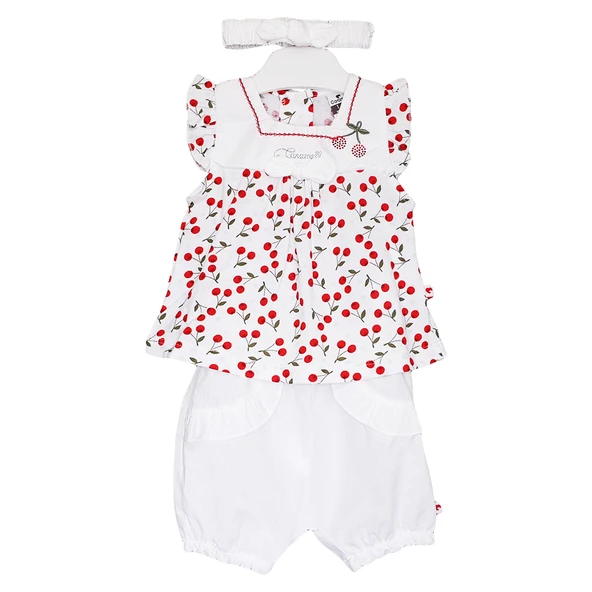 Caramell Bebek Takımı - 3 lü - TKK6173 - Cherry - Beyaz ürün görseli 1