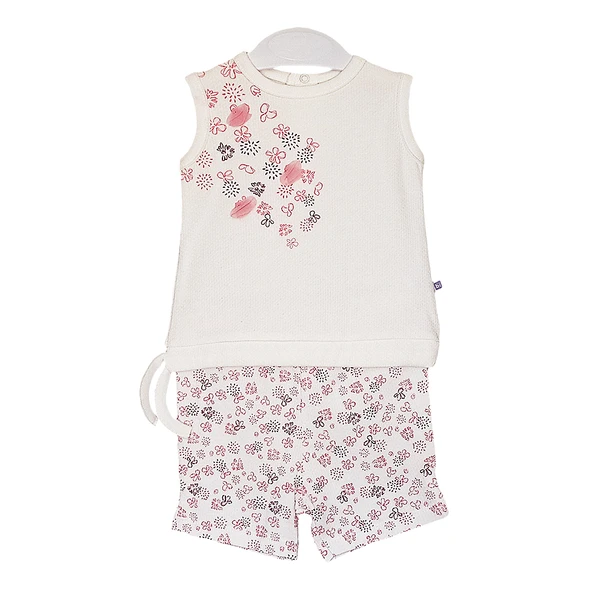 Bibaby Pink Clover Şortlu Bebek Takımı - 2 li - Ekru ürün görseli 1