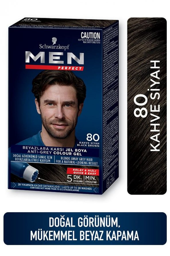 Schwarzkopf Men Perfect Erkek Saç Boyası 80 - Kahve Siyah ürün görseli 1