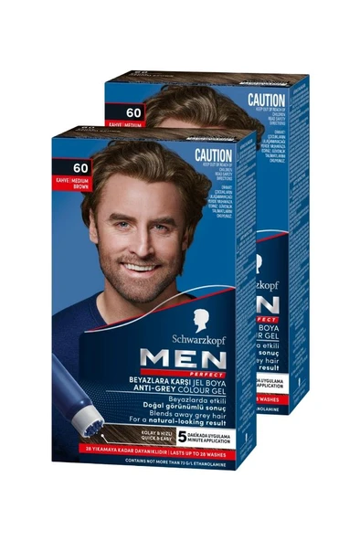 Schwarzkopf Men Perfect Erkek Saç Boyası 60 - Kahve 2 Adet ürün görseli 1