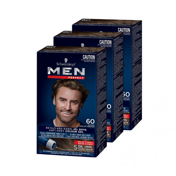 Schwarzkopf Men Perfect Erkek Saç Boyası 60 - Kahve 3 Adet ürün görseli 1
