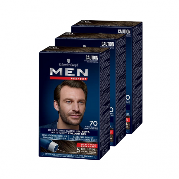 Schwarzkopf Men Perfect Erkek Saç Boyası 70 - Koyu Kahve 3 Adet ürün görseli 1