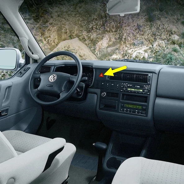 VW Transporter 1999-03 Kırmızı Üçgen Dörtlü Flaşör Düğmesi 6N0953235B ürün görseli 1