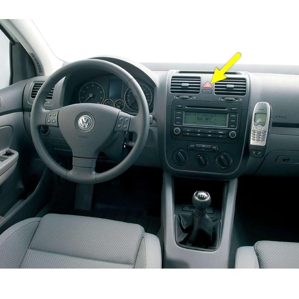 VW Golf MK5 2004-2008 Kırmızı Üçgen Dörtlü Flaşör Düğmesi 1K0953509A ürün görseli 1