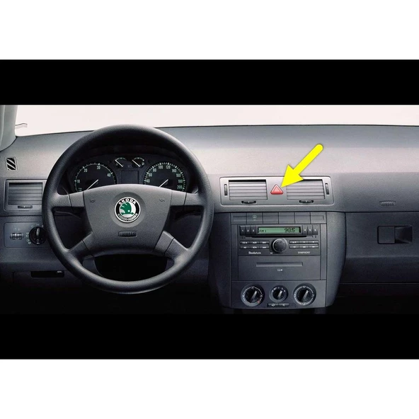 Skoda Fabia 1 2000-2008 Kırmızı Üçgen Dörtlü Flaşör Düğmesi 6Y0953235 ürün görseli 1