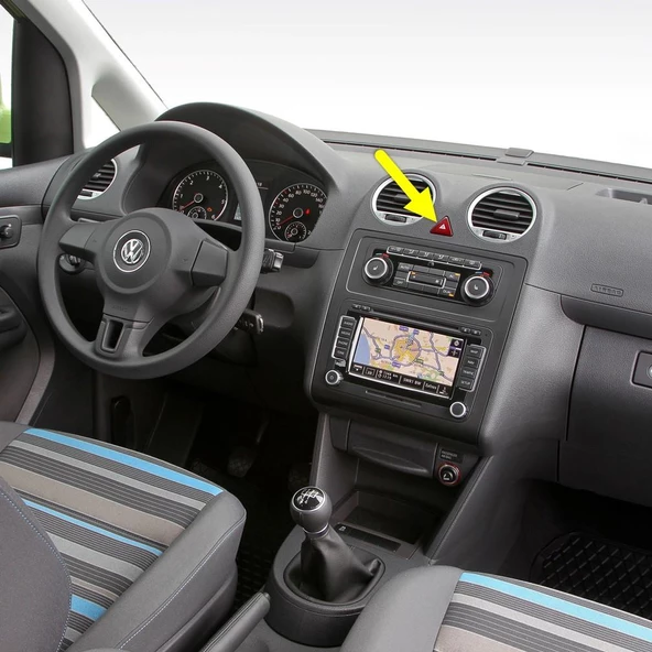 VW Caddy 2011-2015 Kırmızı Üçgen Dörtlü Flaşör Düğmesi 1T0953509B ürün görseli 1