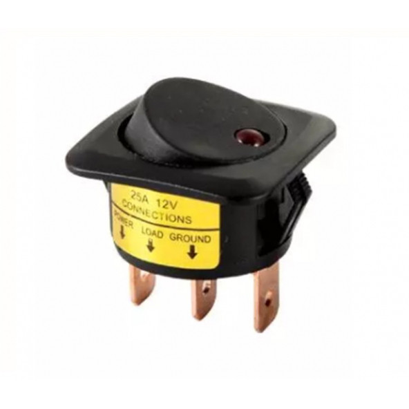 LEDLİ ON-OFF ANAHTAR 25A 12VDC 3P KIRMIZI ürün görseli 1