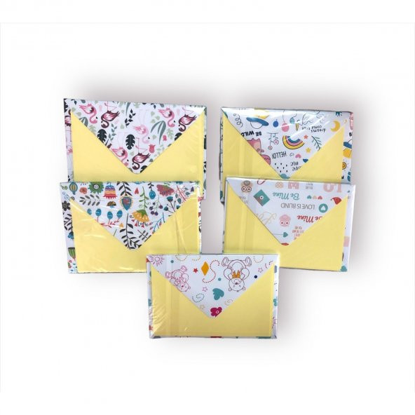 Bypaper Zarf Kağıt Set 7 Cm X 11 Cm (5 Zarf 5 Kağıt) ürün görseli 1