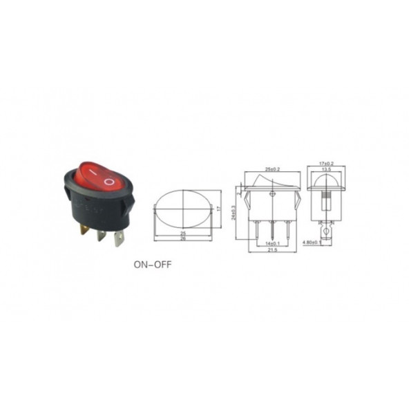OVAL IŞIKLI ANAHTAR ON-OFF 3P - Resim 2