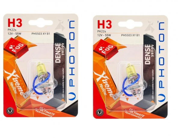 PHOTON H3 XTREME YELLOW LİMON SARISI FAR AMPÜLÜ TAKIMI (2 ADET) ürün görseli 1