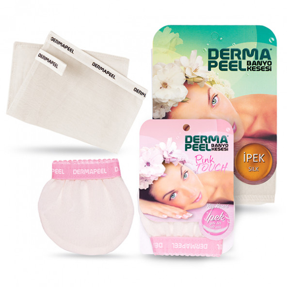 Dermapeel Doğal İpek Banyo Kesesi + Pink Touch Yüz Kesesi Set ürün görseli 1