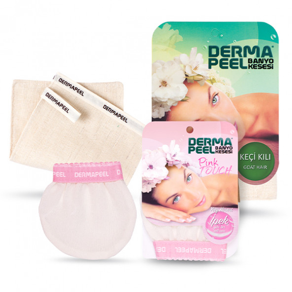 Dermapeel Keçi Kılı Banyo Kesesi + Pink Touch Yüz Kesesi Set ürün görseli 1