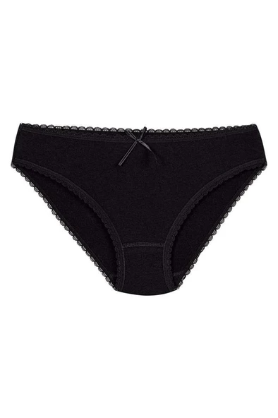 12 Adet Yıldız Bayan Modal Dantelli Bikini Külot Siyah 3901 ürün görseli 1