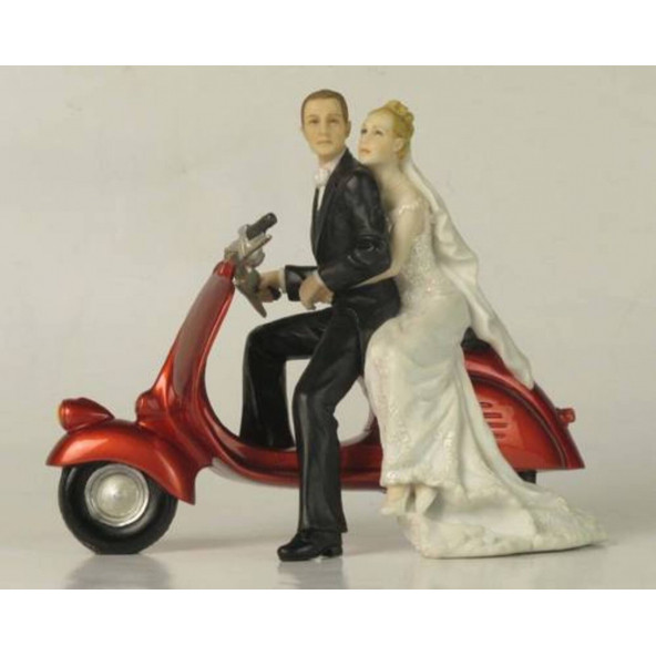 WISE Veronese Serisi-WISE GELİN DAMAT MOTORSIKLETE BİNİYOR-15*18*8,5 CM. ürün görseli 1