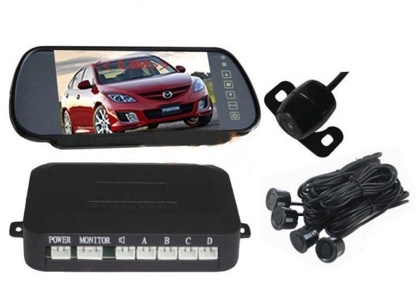 7" KAMERALI PARK SENSÖRÜ  + 4 SENSÖR KOMPLE SET GRİ - Resim 4