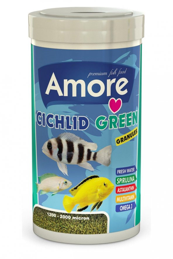 Cichlid Green Granules 250ml Kutu Green-spirulina Bitkisel Balık Yemi 100gr ürün görseli 1