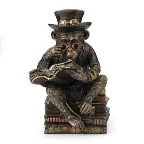 WISE Veronese Serisi-WISE KİTAP OKUYAN SEMPANZE-11.5*13.5*19.5 CM. ürün görseli 1
