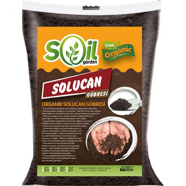 Soil Garden Solucan gübresi 10 lt (5 kg)Toprak düzenleyici solucan gübresi ürün görseli 1