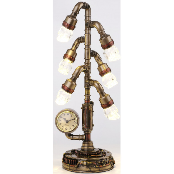 WISE Veronese Serisi-WISE STEAMPUNK ISIKLI SAAT-43*13,5*13,5 CM. ürün görseli 1