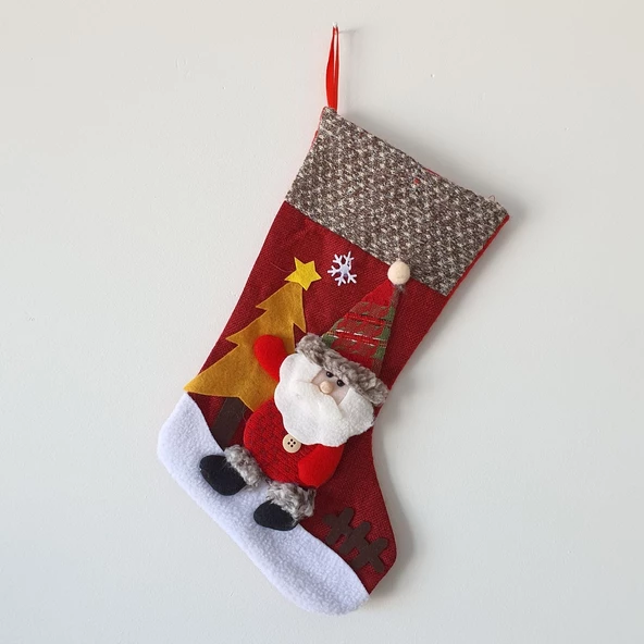 Asılabilir Yılbaşı Yeniyıl Hediye Çorabı 35cm Noel Ağaç Süsü Çorap Christmas Süslemeleri ürün görseli 1