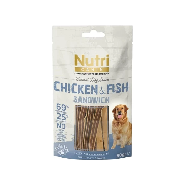 Nutri Canin Tahılsız Tavuk&Balık Sandwich Köpek Ödülü 80 gr ürün görseli 1
