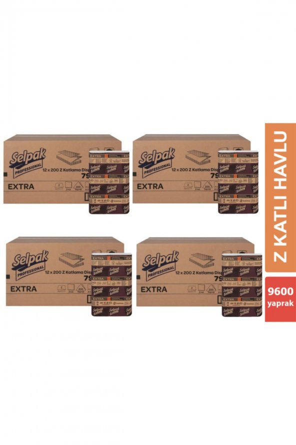 Extra Z Katlama Dispenser Havlu 200lü 48 Paket 21.5 X 24 Cm 4 Koli ürün görseli 1