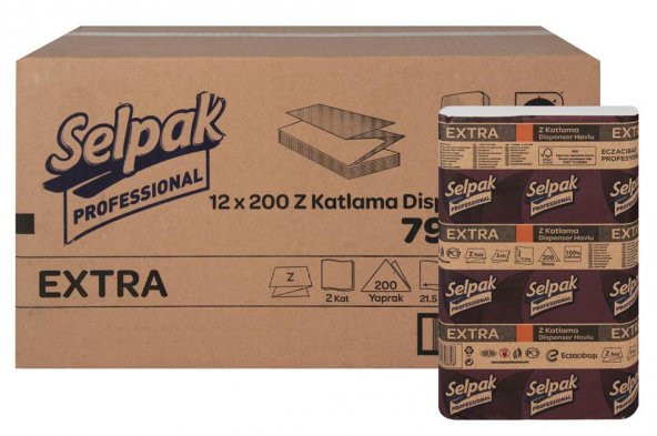 Selpak Professional Extra Z Katlı Dispenser 200'lü 12 Paket Kağıt Havlu ürün görseli 1