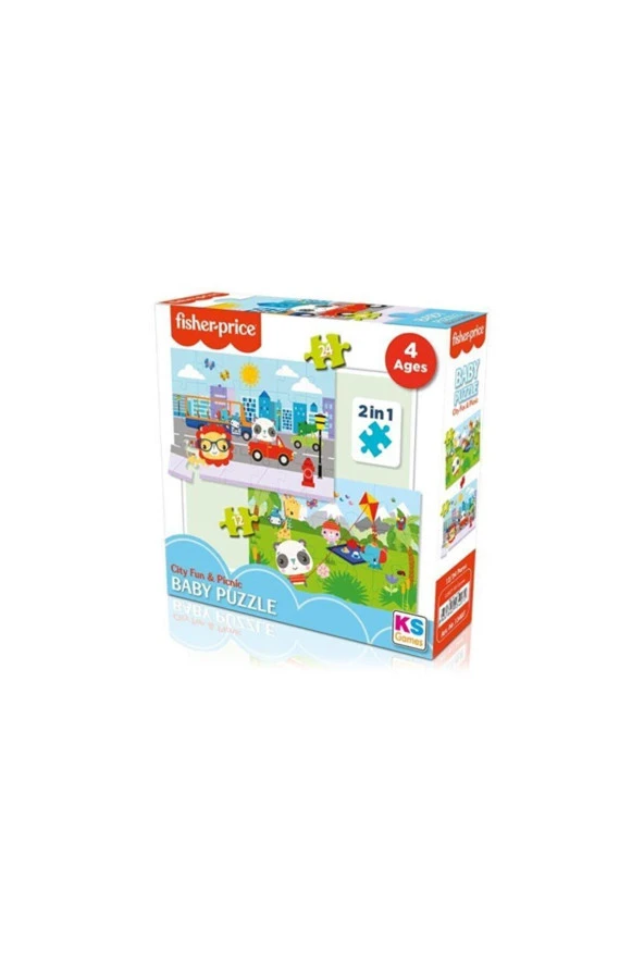 Ks Games Fisher-Price Baby Puzzle City Fun & Picnic 2 in 1 Çocuk Puzzle ürün görseli 1