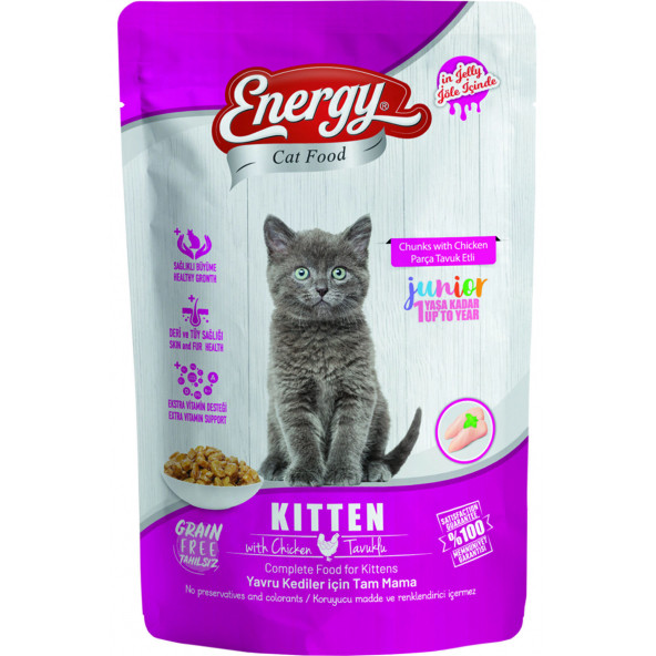 ENERGY TAVUKLU YAVRU ISLAK KEDİ MAMASI POUCH 85 GR 24 ADET ürün görseli 1
