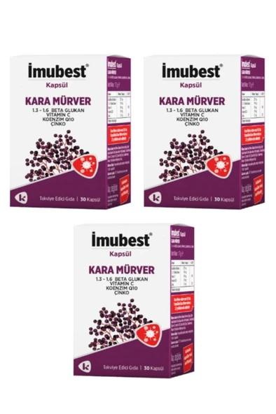 İmubest Kara Mürver 30 Kapsül 3'Lü PAKET (SKT:02/2028) ürün görseli 1