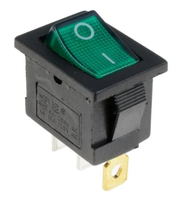 Dikdörtgen Rocker Anahtarı Araba Yeşil Işıklı LED 3 pin 6A 250V/10A 125V ürün görseli 1