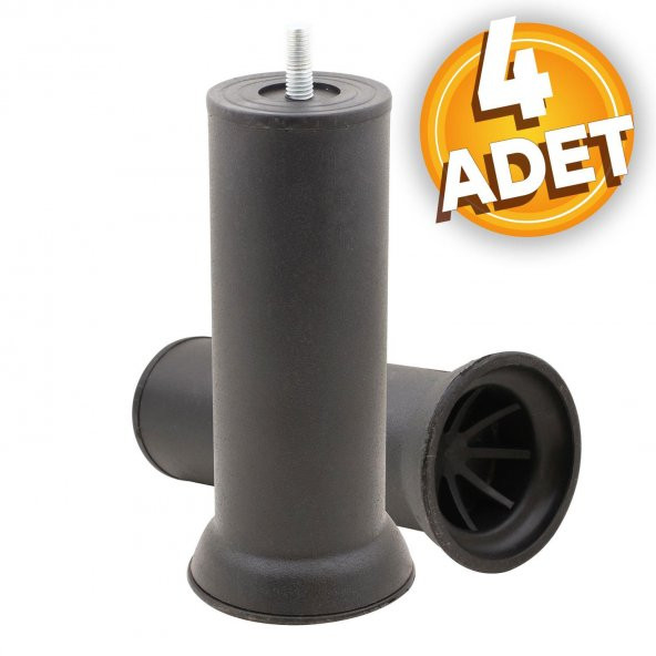 Mobilya Kanepe Baza Koltuk Destek Ayağı M8 Civata Siyah Ayak 15 cm (4 ADET) ürün görseli 1