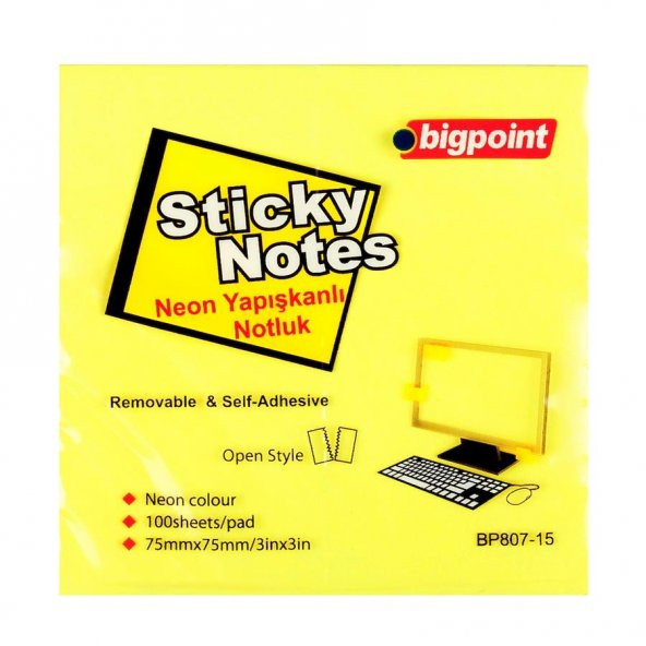 BIGPOINT YAP.KAGIT 75x75 NEON SARI (807) ürün görseli 1