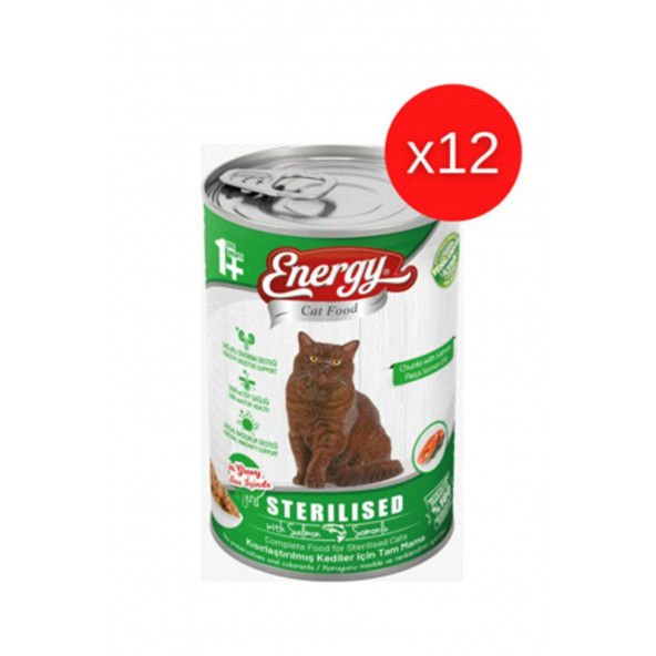 ENERGY SOMONLU KISIRLAŞTIRILMIŞ ISLAK KEDİ MAMASI KONSERVE 400 GR ürün görseli 1