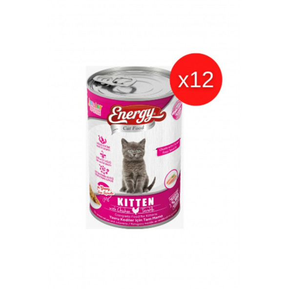 ENERGY TAVUKLU YAVRU ISLAK KEDİ MAMASI KONSERVE 400 GR 12 ADET ürün görseli 1