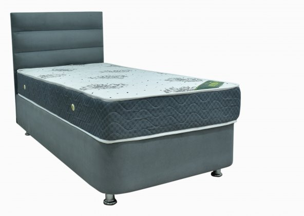 Ayba 100x200 TEK KİŞİLİK LÜX BAZA+FULL ORTOPEDİK YATAK+SOSİS GRİ BAŞLIK ürün görseli 1