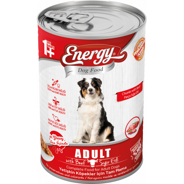 ENERGY SIĞIR ETLİ YETİŞKİN ISLAK KÖPEK MAMASI KONSERVE 400 GR 5 ADET ürün görseli 1