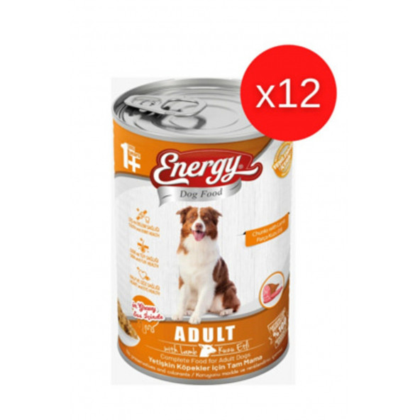 ENERGY KUZU ETLİ YETİŞKİN ISLAK KÖPEK MAMASI KONSERVE 400 GR ürün görseli 1