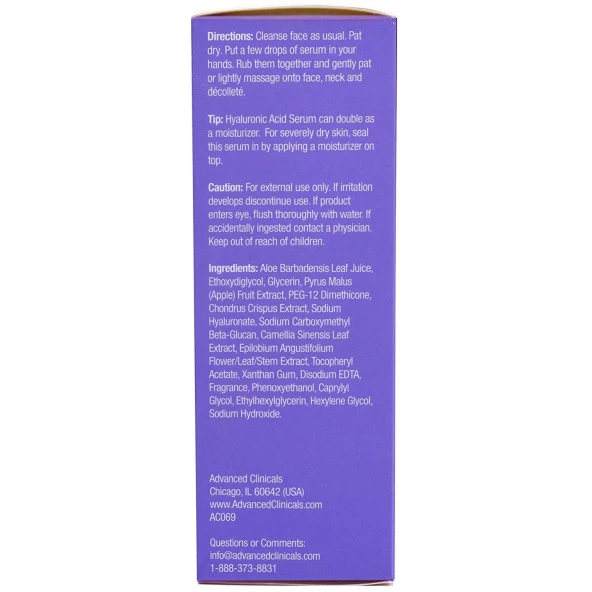 Advanced Clinicals Hyaluronic Acid Serum 52ML - Resim 3
