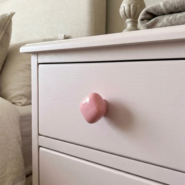 Porselen Pembe Taş Düğme Tek Vidalı Mobilya Dolap Kulp ürün görseli 1
